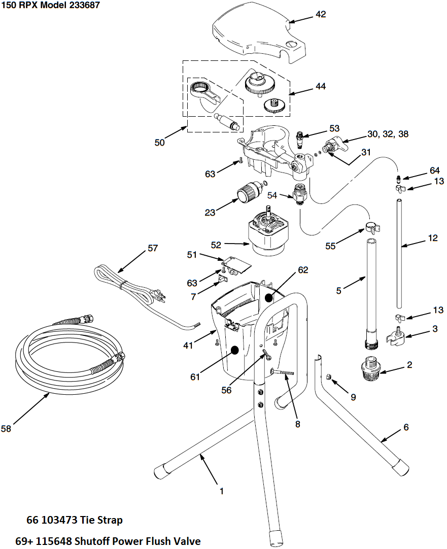 Graco 150 RPX Paint Sprayer Assembly Parts List