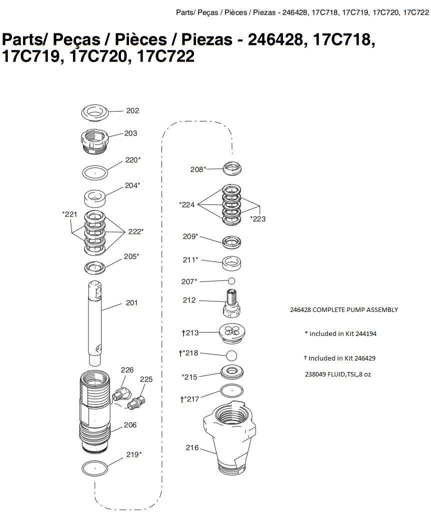 Graco 246428 Pump Parts used in 190 ES