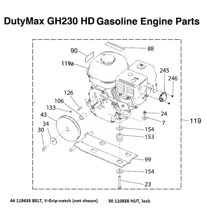 Graco DutyMax GH230 HD ProContractor Gasoline Engine Parts