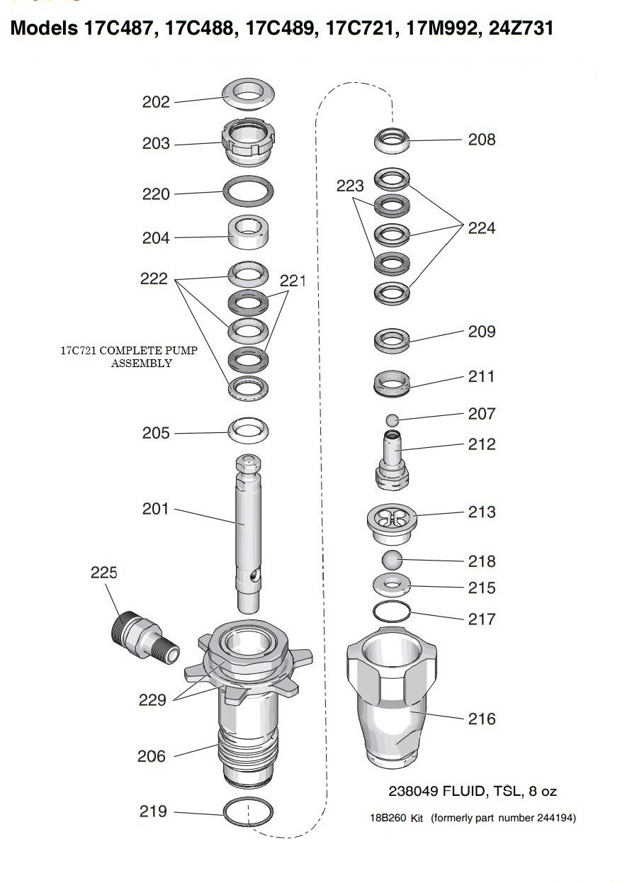 Graco 17C721 Displacement Pump Breakdown