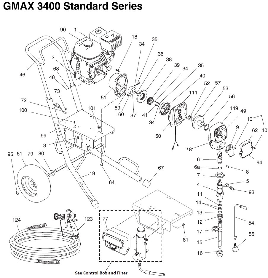 Graco GMAX 3400 Standard Series Gas Airless Sprayer Parts