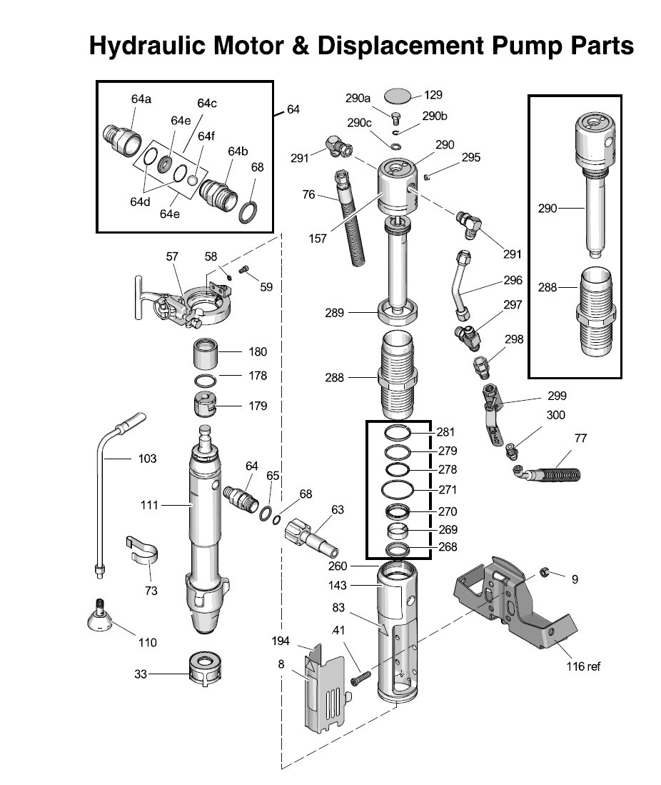 Graco DutyMax GH230 Hydraulic Motor & Displacement Pump Parts