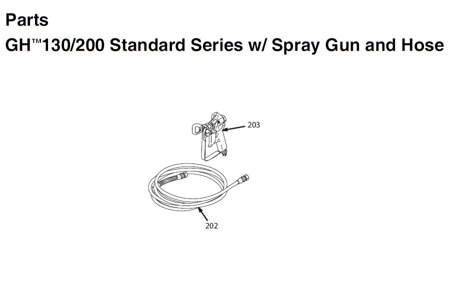 Graco GH200 Standard Series  W/Spray Gun and Hose Parts