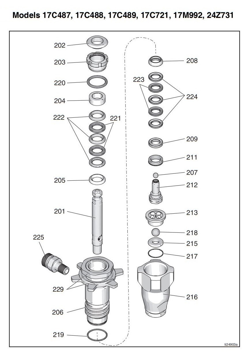 Graco 490PC Pump Hi-Boy Sprayer Parts List (17C487)