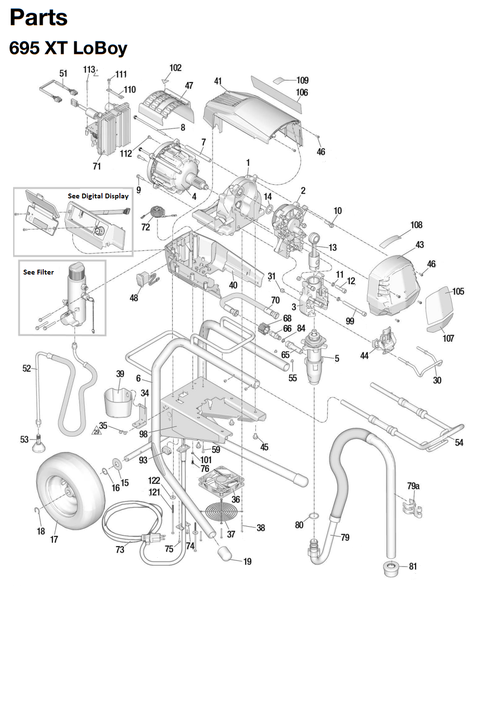 Graco 695 XT Lo-Boy Electric Airless Sprayers Parts