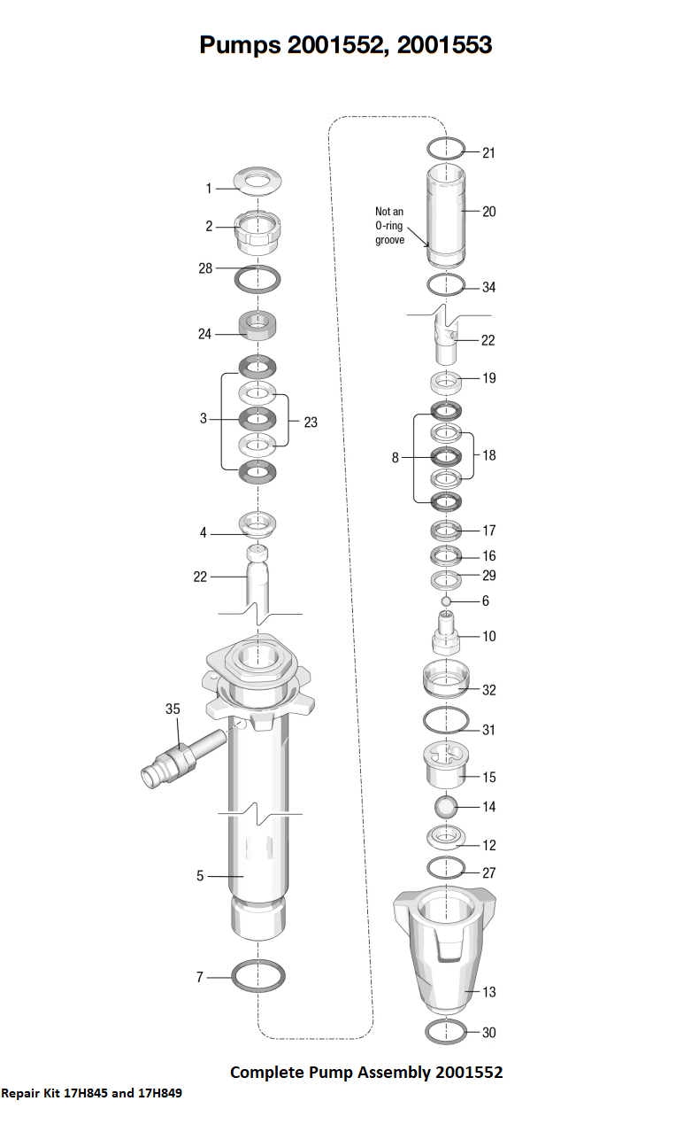 Graco 795 XT Standard Pro Hi-Boy Pump (2001553) Electric Airless Sprayer Parts List