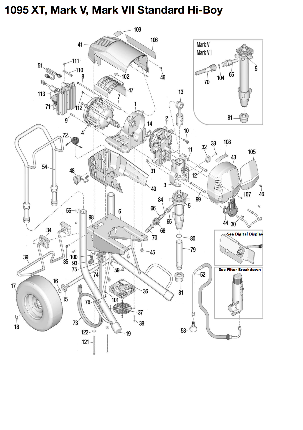 Graco Ultra 1095 XT Standard Hi-Boy Electric Airless Sprayer Parts List