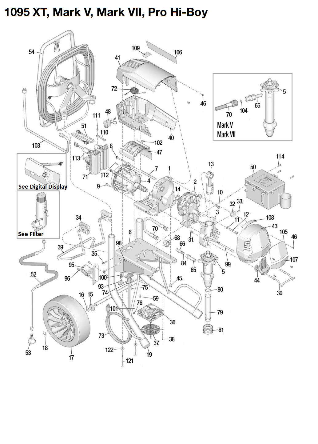 Graco Ultra 1095 XT Standard Pro Hi-Boy Electric Airless Sprayer Parts List