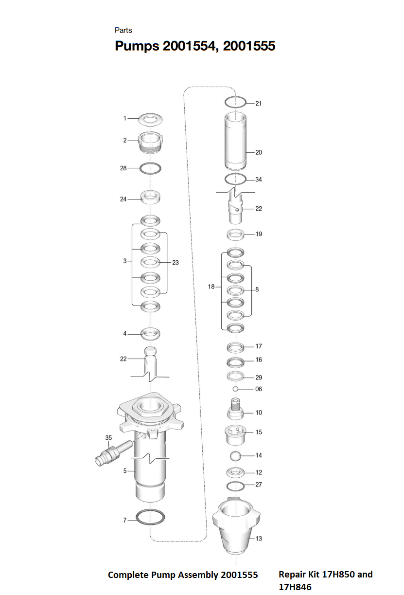 Graco Ultra Mark V XT Standard Pro Hi-Boy Pump Breakdown ( 2001555) Electric Airless Sprayer Parts List