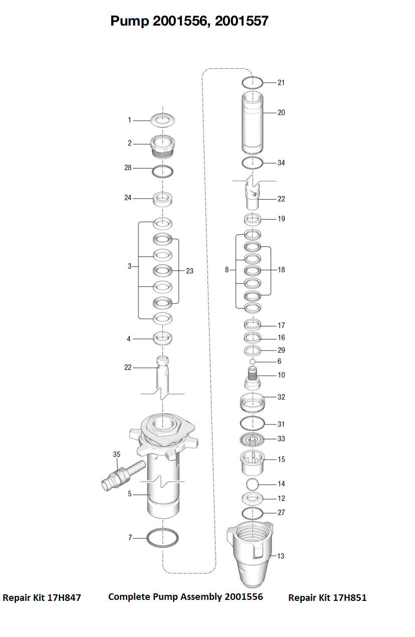 Graco XT Mark Vll Standard Hi-Boy Pump Breakdown (2001556) Electric Airless Sprayer Parts List